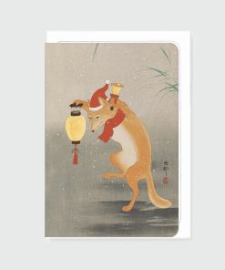Greeting Card - Dancing Santa Fox