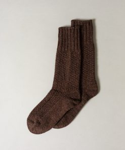 Wool Cotton Boots Socks, Brown