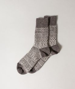 Wool Jacquard Socks, Grey