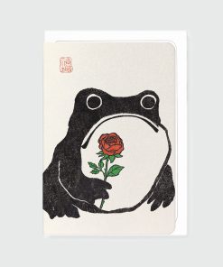 Greeting Card - Single Rose Frog